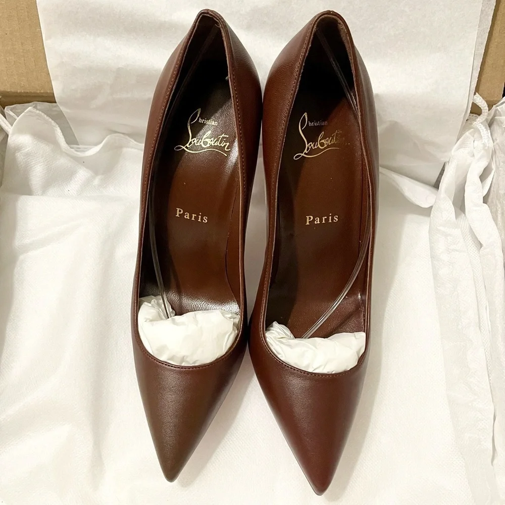 Christian Louboutin Kate 100mm. Napa lux supple leather chocolate brown EU37 - Picture 2 of 12